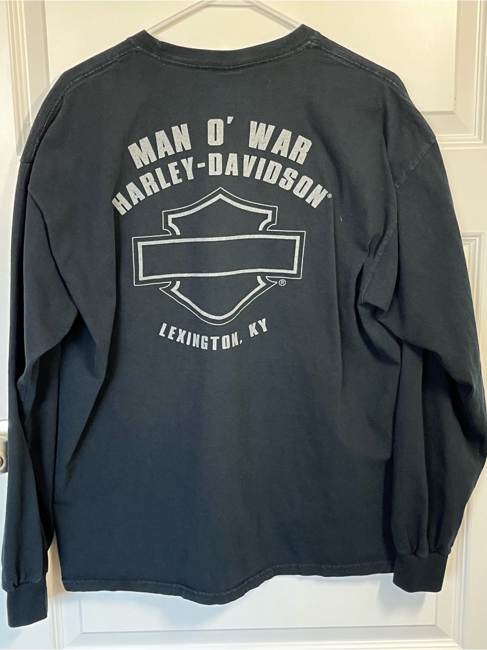 Harley Davidson Long Sleeve Pocket Tee XL Faded Black Y2K Biker
